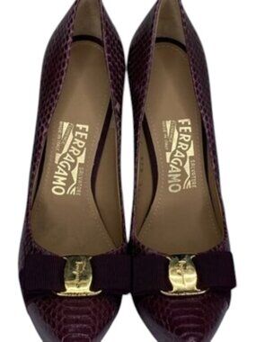 NEW SALVATORE FERRAGAMO Water Snake Pumps – Purple – Women’s Size 7